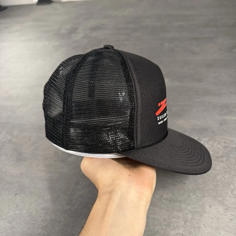 Vintage Construction Excavating Snapback Hat Black Red‎ Nylon 80s Work Chore